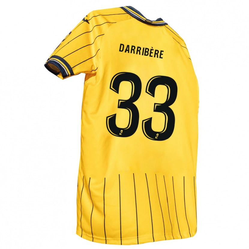 Danxen Bambino Maglia Clément Darribère #33 Giallo Blu Marino Kit Gara Home 2025/26 Maglietta