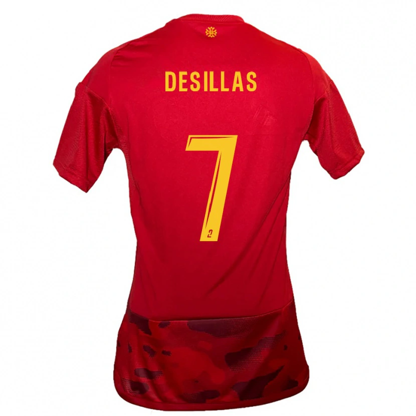 Danxen Bambino Maglia Audric Desillas #7 Rosso Giallo Kit Gara Home 2025/26 Maglietta