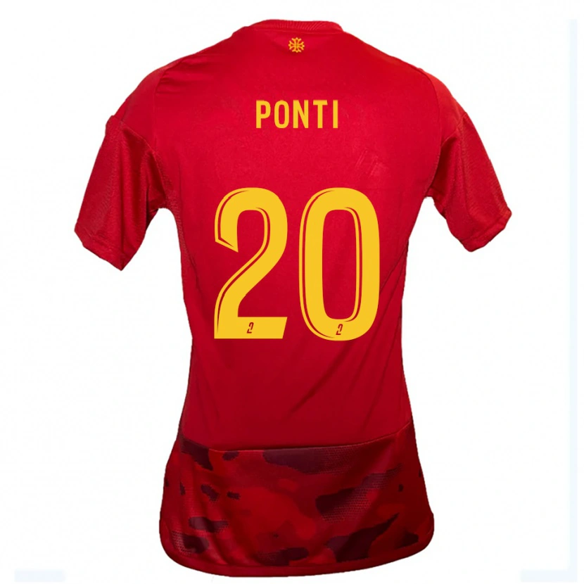 Danxen Bambino Maglia Ryan Ponti #20 Rosso Giallo Kit Gara Home 2025/26 Maglietta