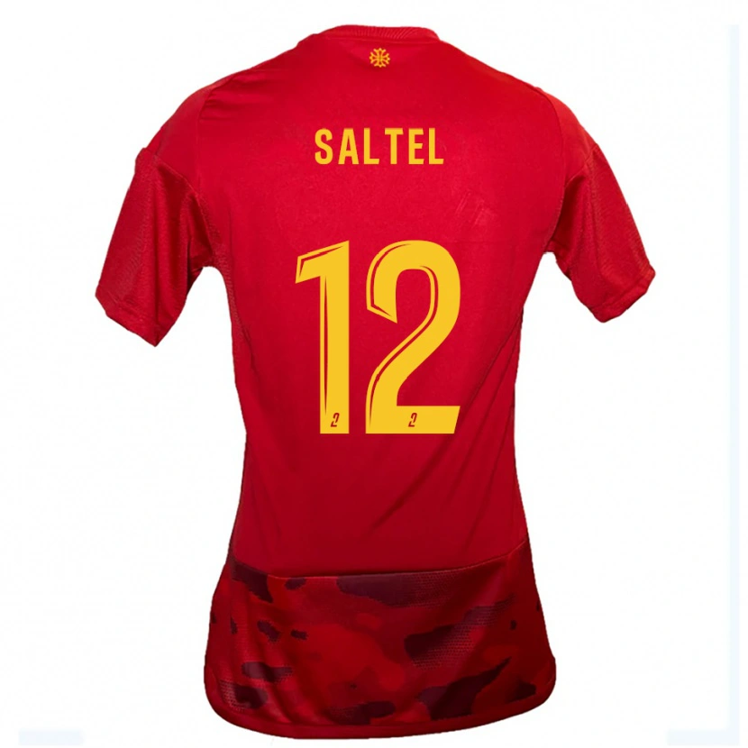 Danxen Bambino Maglia Maëlle Saltel #12 Rosso Giallo Kit Gara Home 2025/26 Maglietta