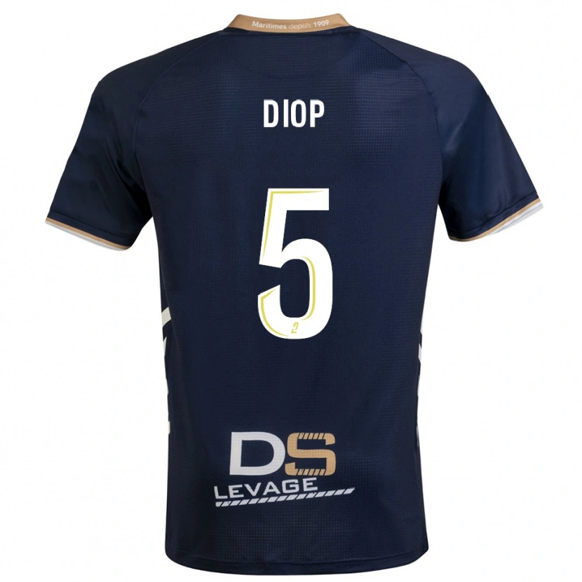 Danxen Bambino Maglia Aaron Diop #5 Blu Marino Oro Kit Gara Home 2025/26 Maglietta