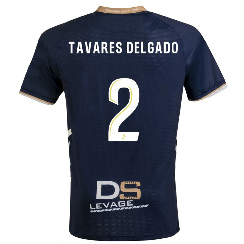 Danxen Bambino Maglia Rony Tavares Delgado #2 Blu Marino Oro Kit Gara Home 2025/26 Maglietta