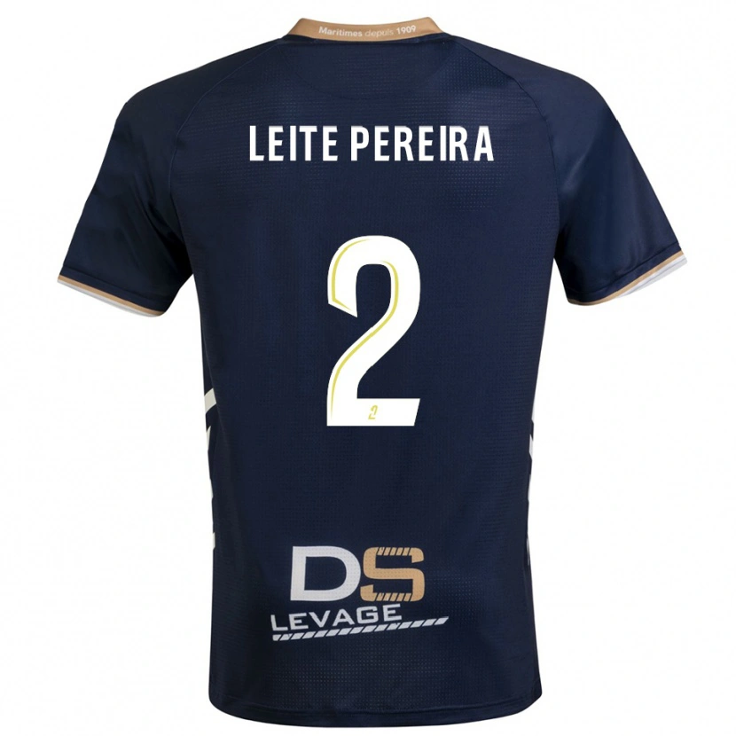 Danxen Bambino Maglia Matéo Leite Pereira #2 Blu Marino Oro Kit Gara Home 2025/26 Maglietta