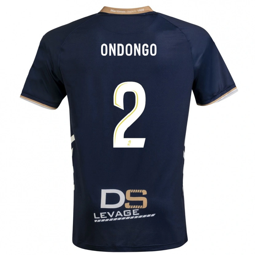 Danxen Bambino Maglia Brayane Ondongo #2 Blu Marino Oro Kit Gara Home 2025/26 Maglietta