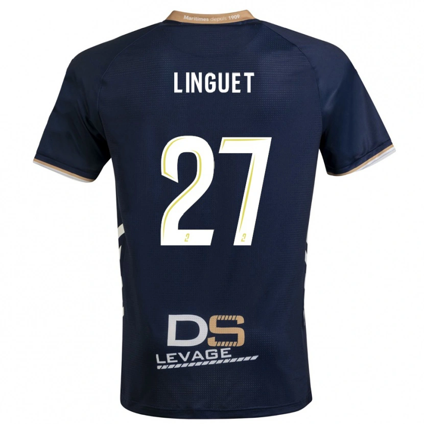 Danxen Bambino Maglia Allan Linguet #27 Blu Marino Oro Kit Gara Home 2025/26 Maglietta