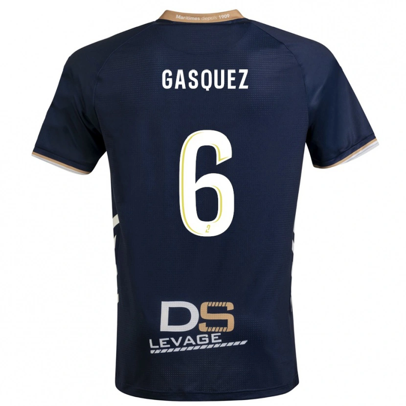 Danxen Bambino Maglia Isaac Gasquez #6 Blu Marino Oro Kit Gara Home 2025/26 Maglietta