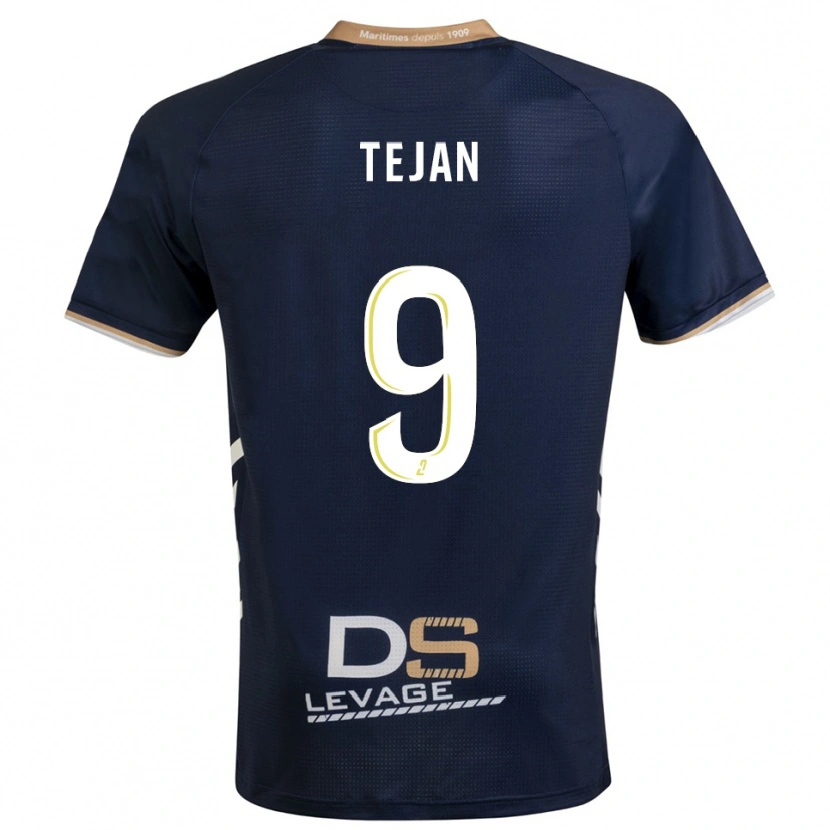 Danxen Bambino Maglia Kay Tejan #9 Blu Marino Oro Kit Gara Home 2025/26 Maglietta