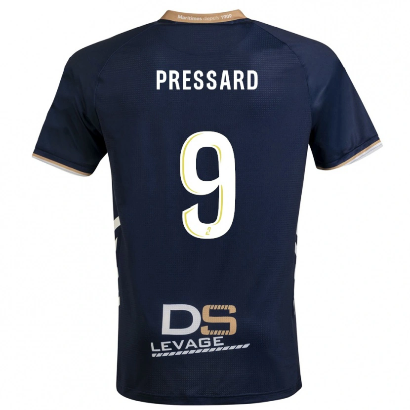 Danxen Bambino Maglia Alan Pressard #9 Blu Marino Oro Kit Gara Home 2025/26 Maglietta
