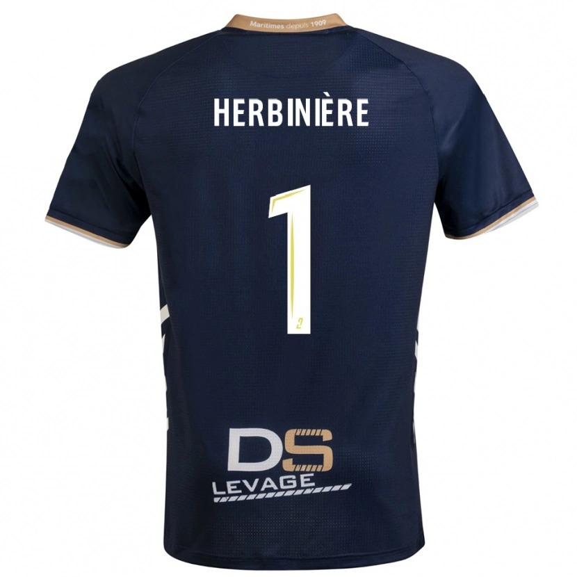 Danxen Bambino Maglia Romain Herbinière #1 Blu Marino Oro Kit Gara Home 2025/26 Maglietta