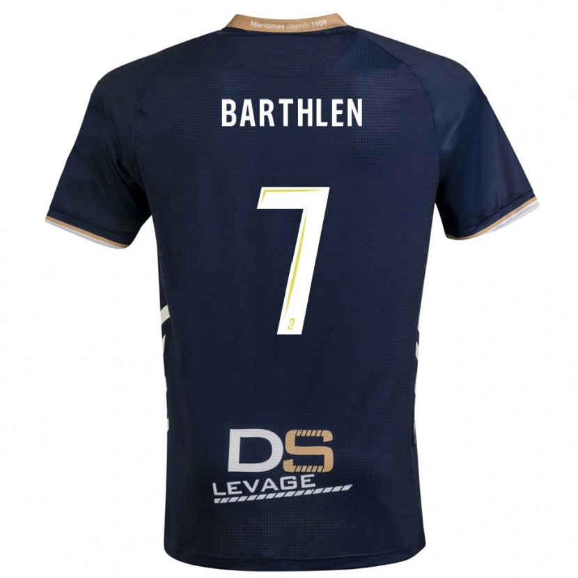 Danxen Bambino Maglia Léo Barthlen #7 Blu Marino Oro Kit Gara Home 2025/26 Maglietta