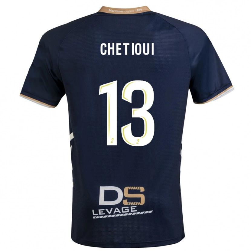 Danxen Bambino Maglia Shain Chetioui #13 Blu Marino Oro Kit Gara Home 2025/26 Maglietta