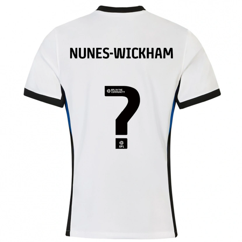 Danxen Bambino Maglia Jayden Nunes-Wickham #0 Bianco Blu Kit Gara Away 2025/26 Maglietta