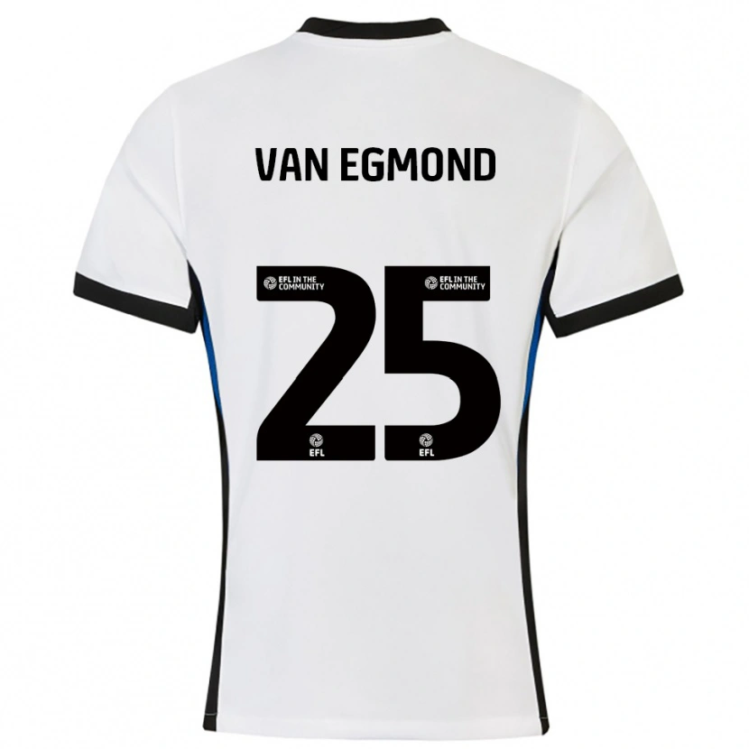 Danxen Bambino Maglia Emily Van Egmond #25 Bianco Blu Kit Gara Away 2025/26 Maglietta