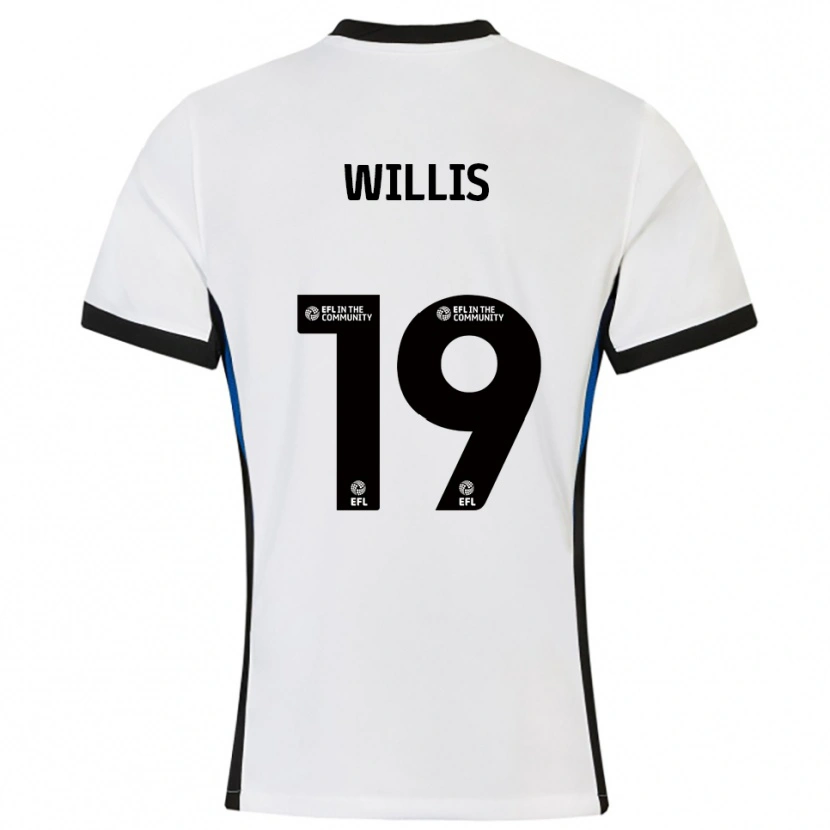 Danxen Bambino Maglia Zach Willis #19 Bianco Blu Kit Gara Away 2025/26 Maglietta