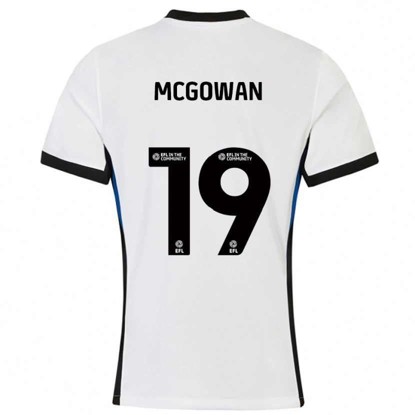 Danxen Bambino Maglia Tegan Mcgowan #19 Bianco Blu Kit Gara Away 2025/26 Maglietta