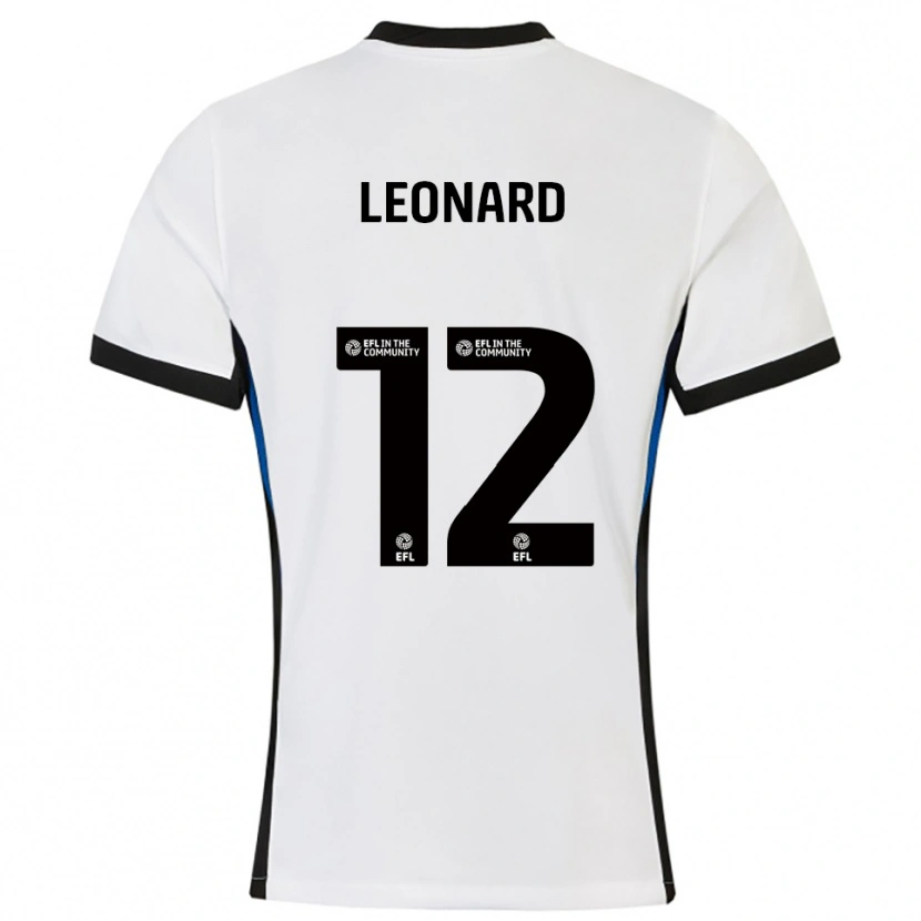 Danxen Bambino Maglia Marc Leonard #12 Bianco Blu Kit Gara Away 2025/26 Maglietta