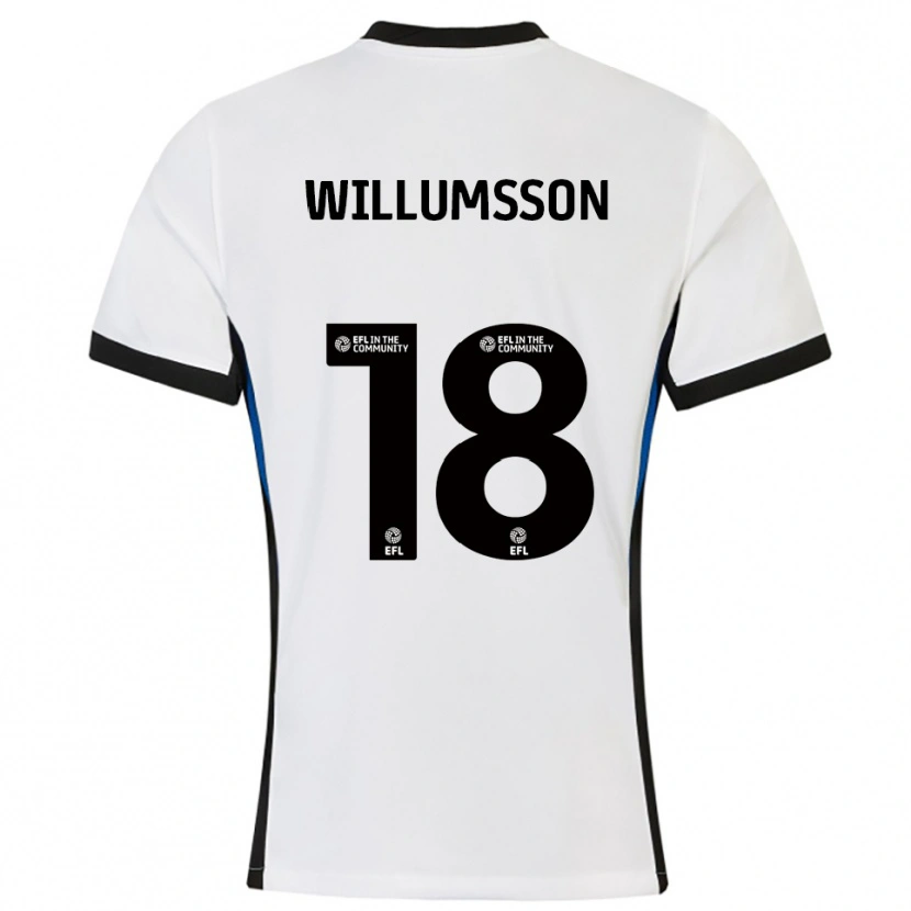Danxen Bambino Maglia Willum Thór Willumsson #18 Bianco Blu Kit Gara Away 2025/26 Maglietta