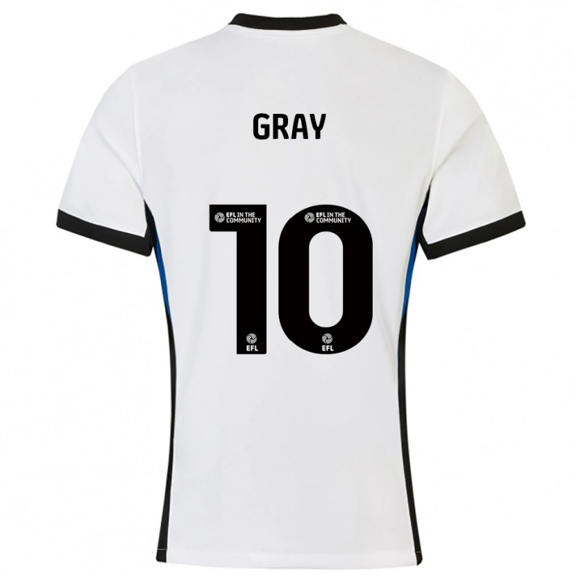 Danxen Bambino Maglia Demarai Gray #10 Bianco Blu Kit Gara Away 2025/26 Maglietta
