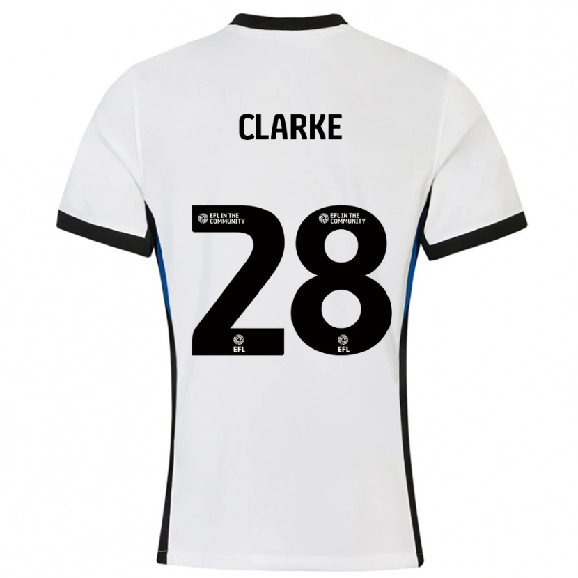 Danxen Bambino Maglia Charlotte Clarke #28 Bianco Blu Kit Gara Away 2025/26 Maglietta
