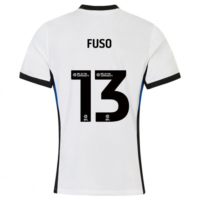 Danxen Bambino Maglia Ivana Fuso #13 Bianco Blu Kit Gara Away 2025/26 Maglietta