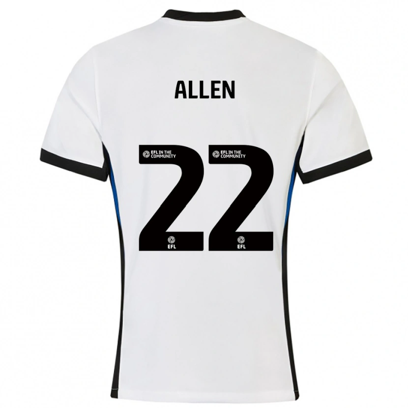 Danxen Bambino Maglia Remi Allen #22 Bianco Blu Kit Gara Away 2025/26 Maglietta