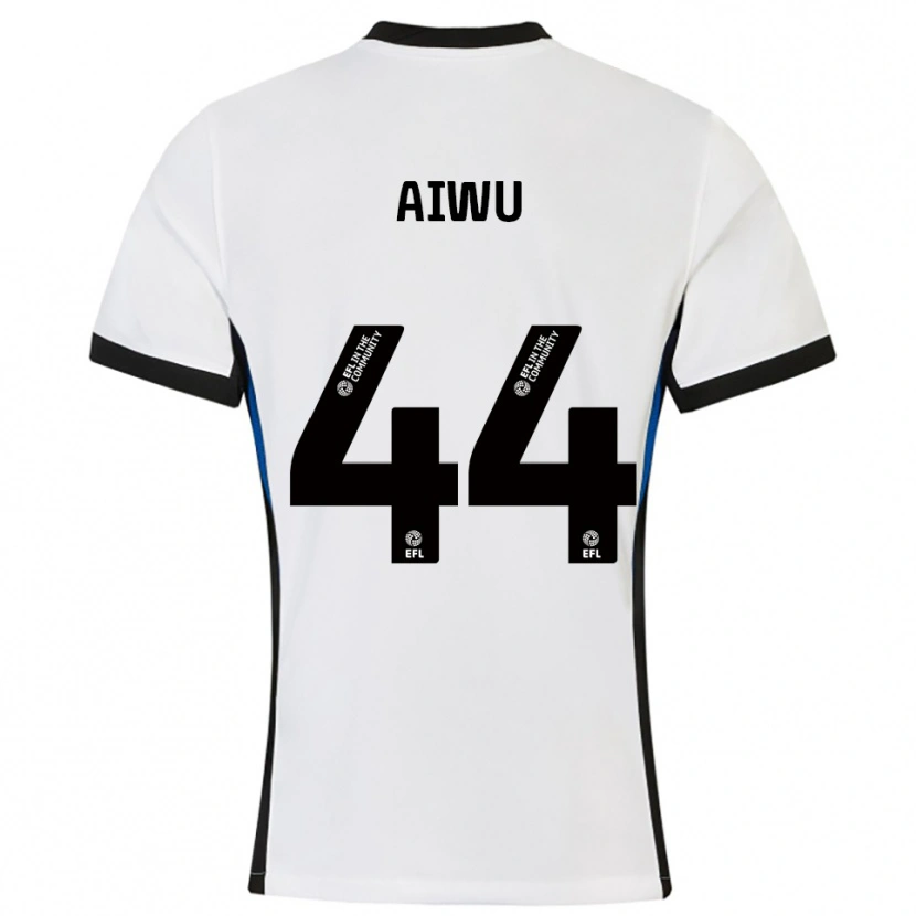 Danxen Bambino Maglia Emanuel Aiwu #44 Bianco Blu Kit Gara Away 2025/26 Maglietta