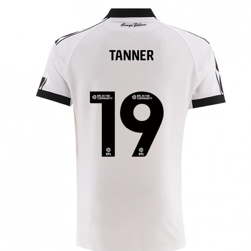 Danxen Bambino Maglia George Tanner #19 Bianco Nero Kit Gara Away 2025/26 Maglietta