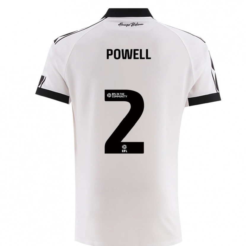 Danxen Bambino Maglia Ella Powell #2 Bianco Nero Kit Gara Away 2025/26 Maglietta