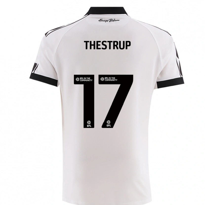 Danxen Bambino Maglia Amalie Thestrup #17 Bianco Nero Kit Gara Away 2025/26 Maglietta