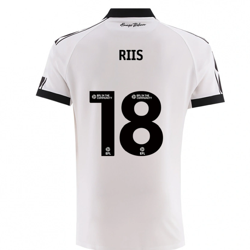 Danxen Bambino Maglia Emil Riis #18 Bianco Nero Kit Gara Away 2025/26 Maglietta