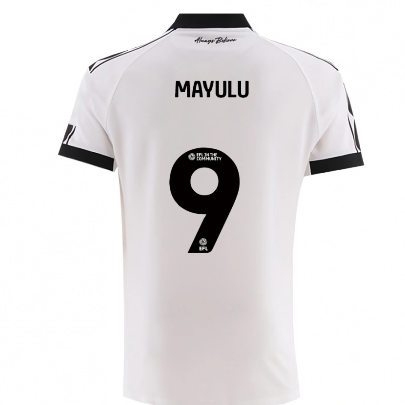 Danxen Bambino Maglia Fally Mayulu #9 Bianco Nero Kit Gara Away 2025/26 Maglietta
