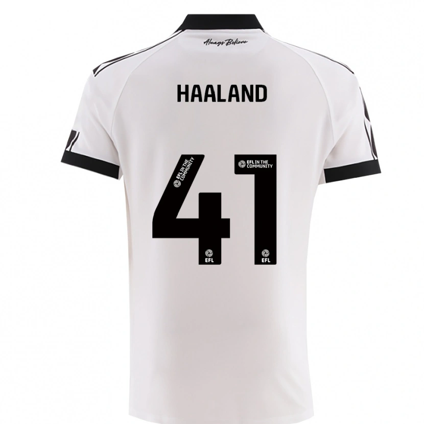 Danxen Bambino Maglia Benedicte Haaland #41 Bianco Nero Kit Gara Away 2025/26 Maglietta