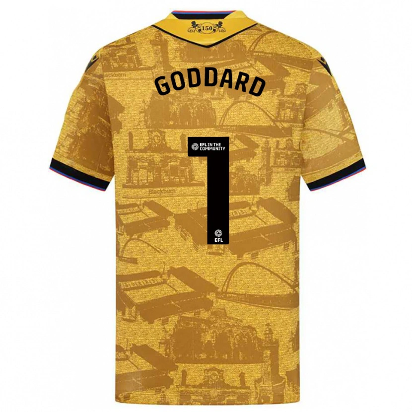 Danxen Bambino Maglia Felix Goddard #1 Oro Nero Kit Gara Away 2025/26 Maglietta
