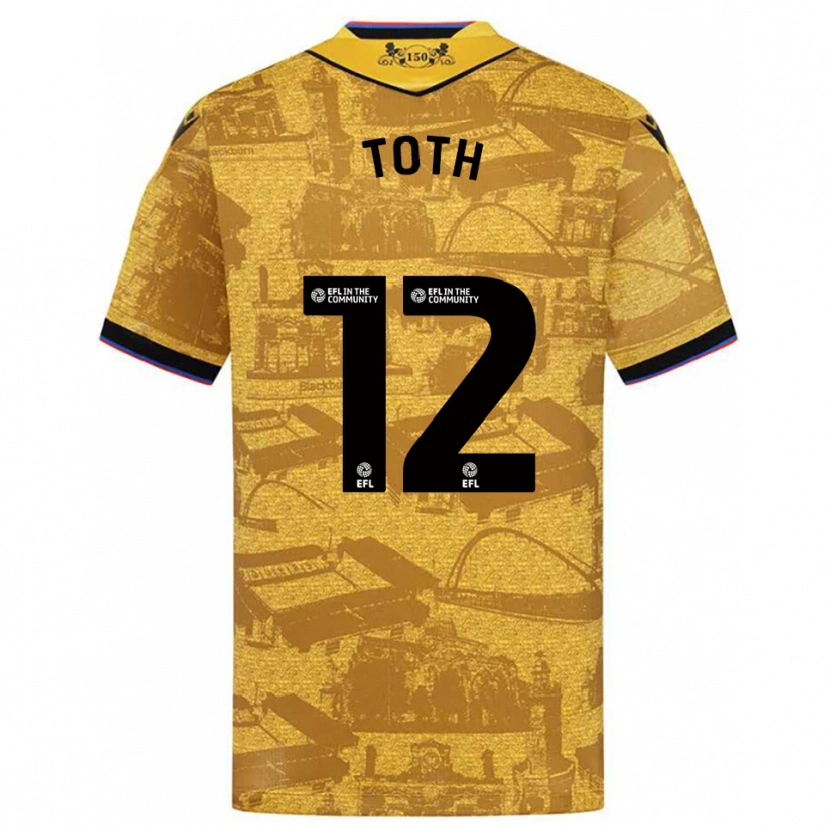 Danxen Bambino Maglia Balázs Tóth #12 Oro Nero Kit Gara Away 2025/26 Maglietta