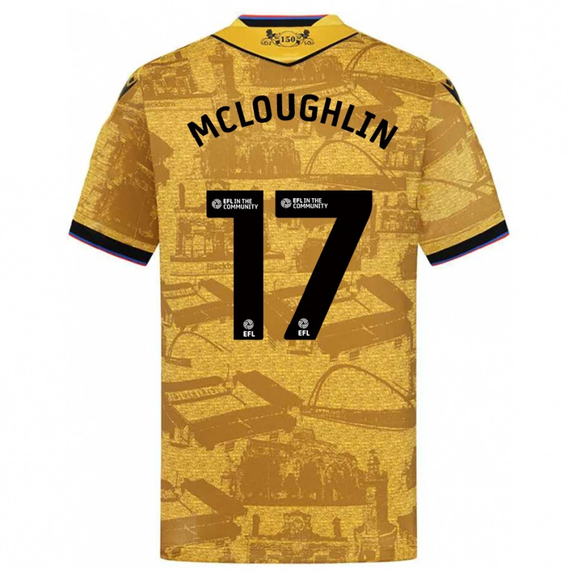 Danxen Bambino Maglia Sean Mcloughlin #17 Oro Nero Kit Gara Away 2025/26 Maglietta
