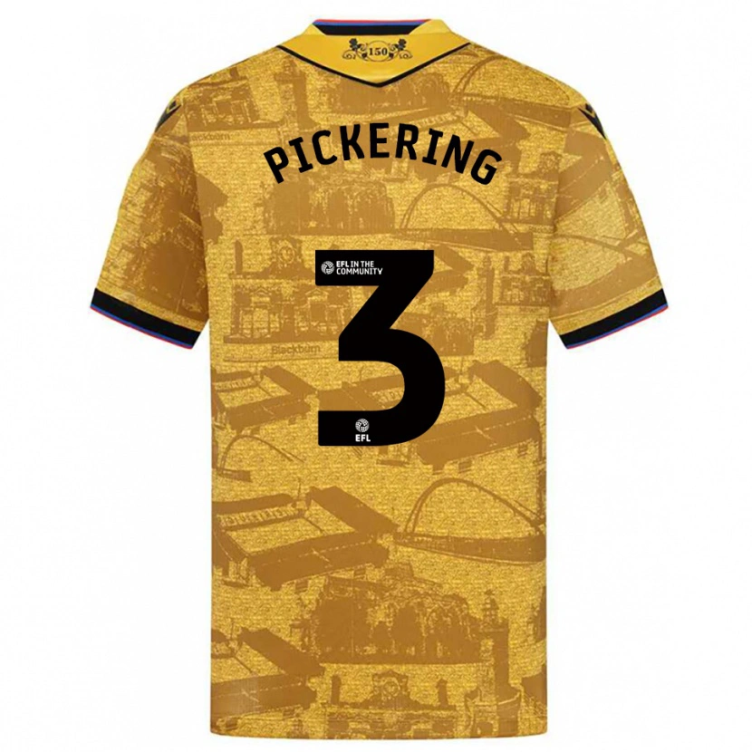Danxen Bambino Maglia Harry Pickering #3 Oro Nero Kit Gara Away 2025/26 Maglietta