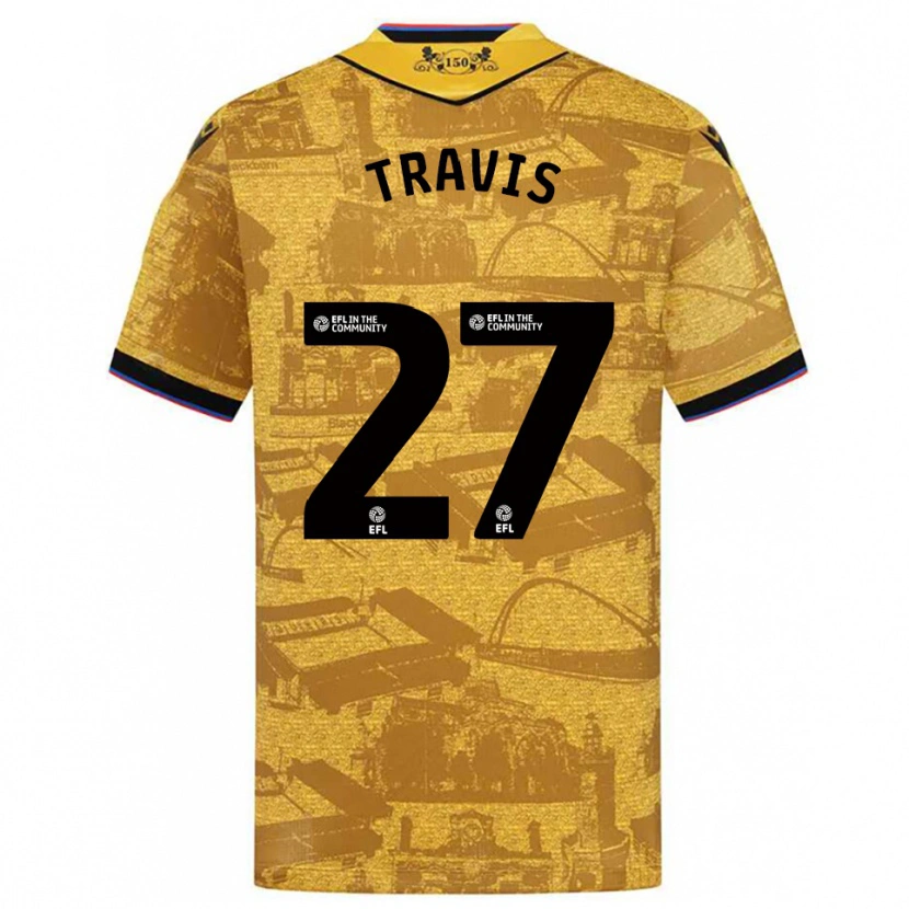 Danxen Bambino Maglia Lewis Travis #27 Oro Nero Kit Gara Away 2025/26 Maglietta