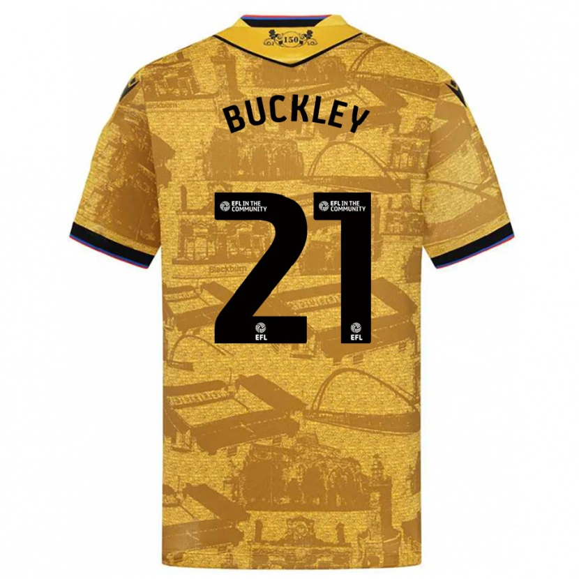 Danxen Bambino Maglia John Buckley #21 Oro Nero Kit Gara Away 2025/26 Maglietta