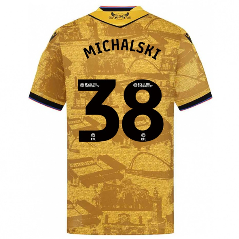 Danxen Bambino Maglia Nicholas Michalski #38 Oro Nero Kit Gara Away 2025/26 Maglietta