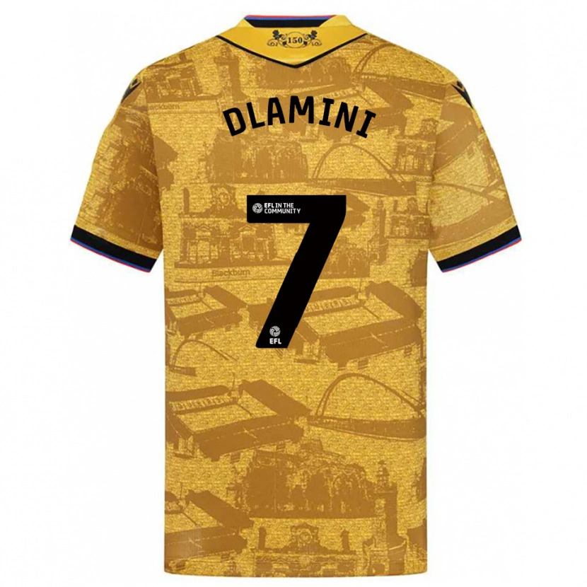 Danxen Bambino Maglia Nathan Dlamini #7 Oro Nero Kit Gara Away 2025/26 Maglietta