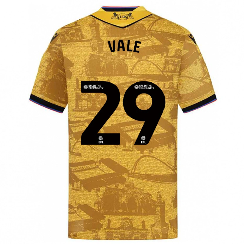 Danxen Bambino Maglia Jack Vale #29 Oro Nero Kit Gara Away 2025/26 Maglietta