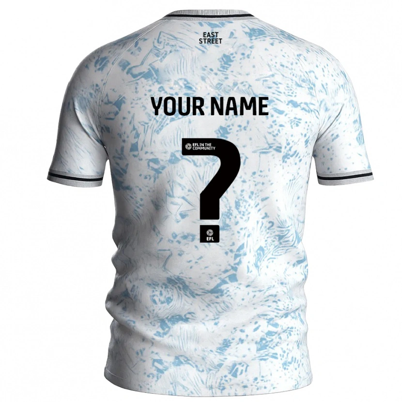 Danxen Bambino Maglia Il Tuo Nome #0 Bianco Azzurro Cielo Kit Gara Away 2025/26 Maglietta