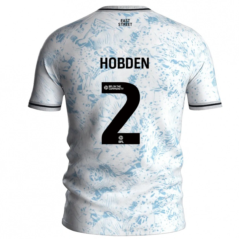 Danxen Bambino Maglia Ollie Hobden #2 Bianco Azzurro Cielo Kit Gara Away 2025/26 Maglietta