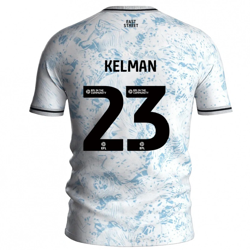 Danxen Bambino Maglia Charlie Kelman #23 Bianco Azzurro Cielo Kit Gara Away 2025/26 Maglietta