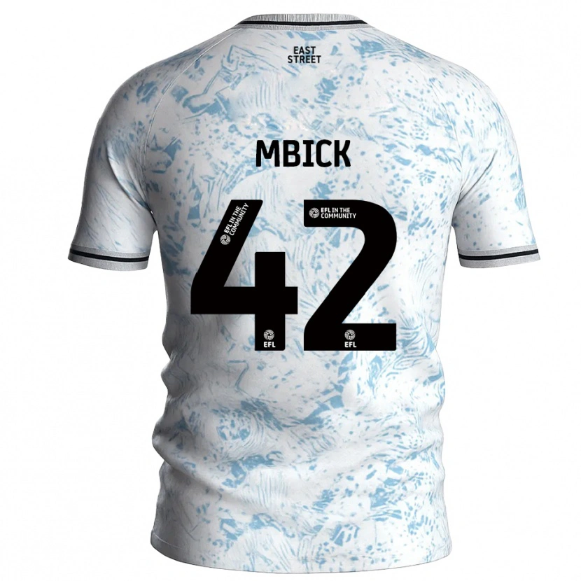 Danxen Bambino Maglia Micah Mbick #42 Bianco Azzurro Cielo Kit Gara Away 2025/26 Maglietta