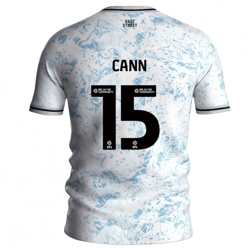 Danxen Bambino Maglia Ethan Cann #15 Bianco Azzurro Cielo Kit Gara Away 2025/26 Maglietta