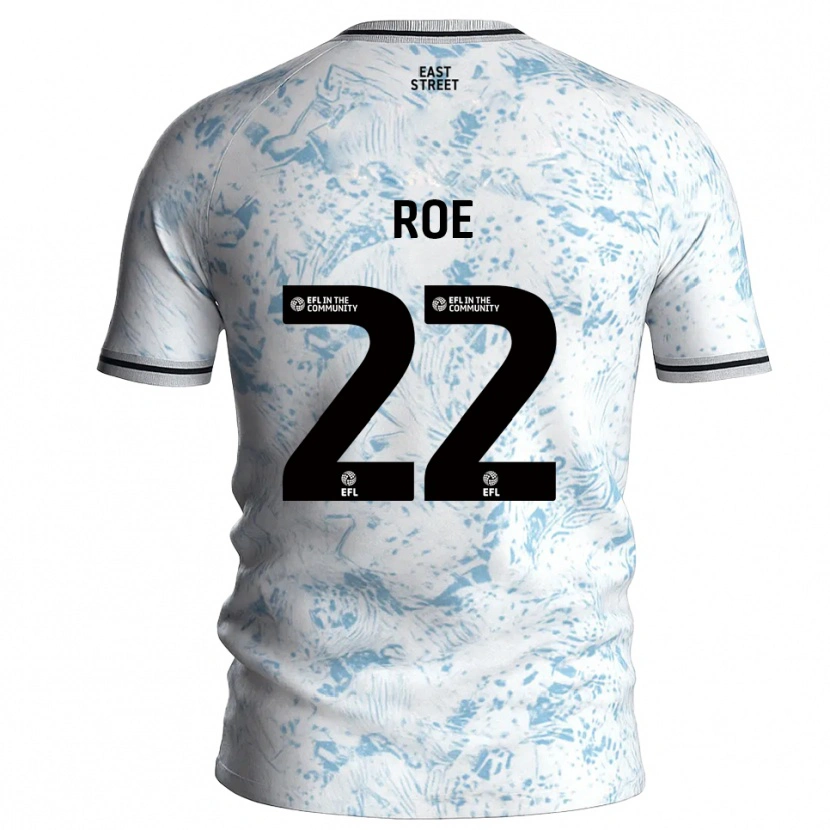Danxen Bambino Maglia Bethan Roe #22 Bianco Azzurro Cielo Kit Gara Away 2025/26 Maglietta