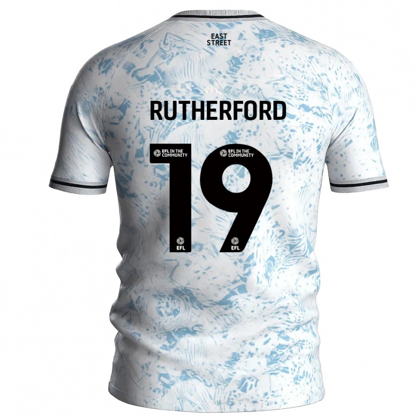Danxen Bambino Maglia Ella Rutherford #19 Bianco Azzurro Cielo Kit Gara Away 2025/26 Maglietta