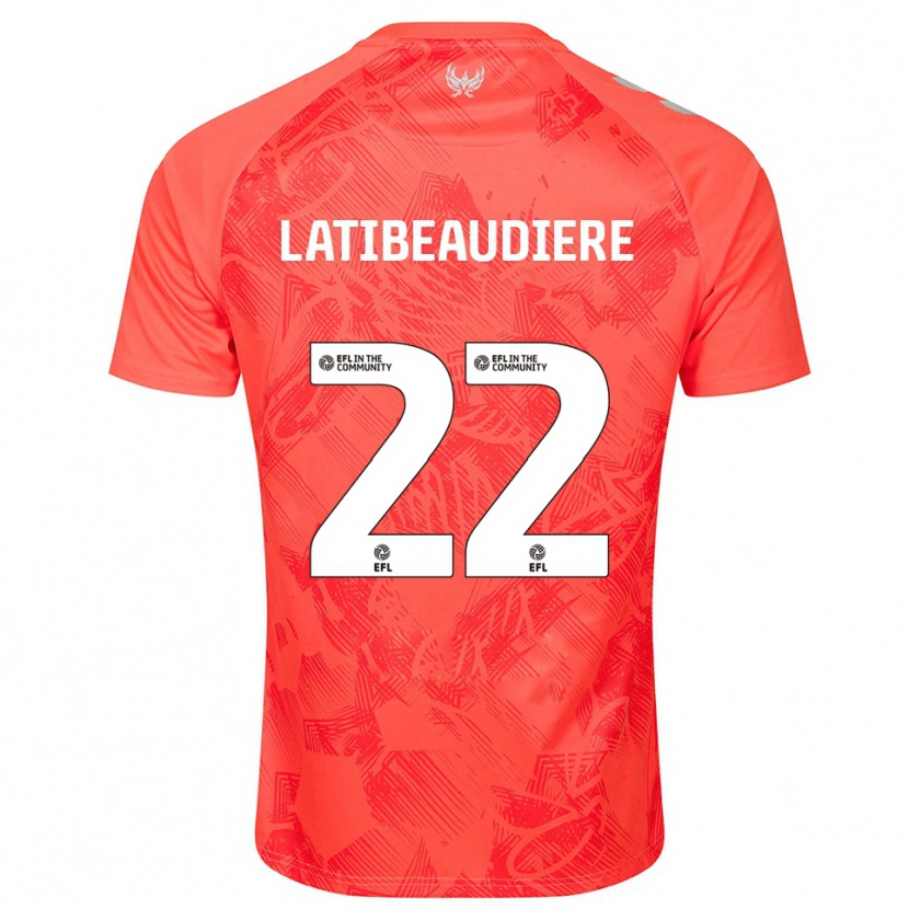 Danxen Bambino Maglia Joel Latibeaudiere #22 Arancione Bianco Kit Gara Away 2025/26 Maglietta