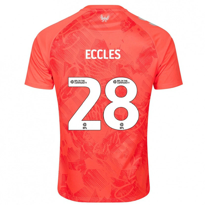 Danxen Bambino Maglia Josh Eccles #28 Arancione Bianco Kit Gara Away 2025/26 Maglietta